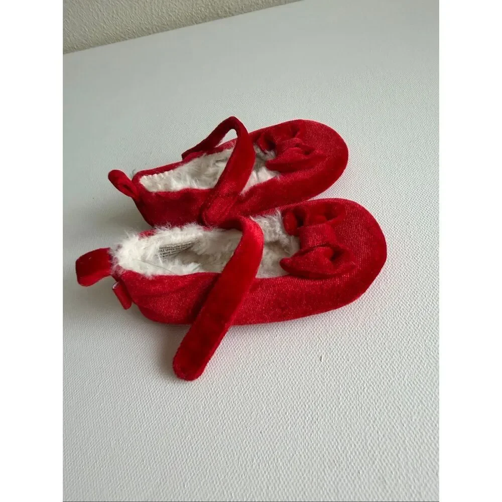 Skechers Baby Girls Bow Velvet Ballet Flats - Red size 2